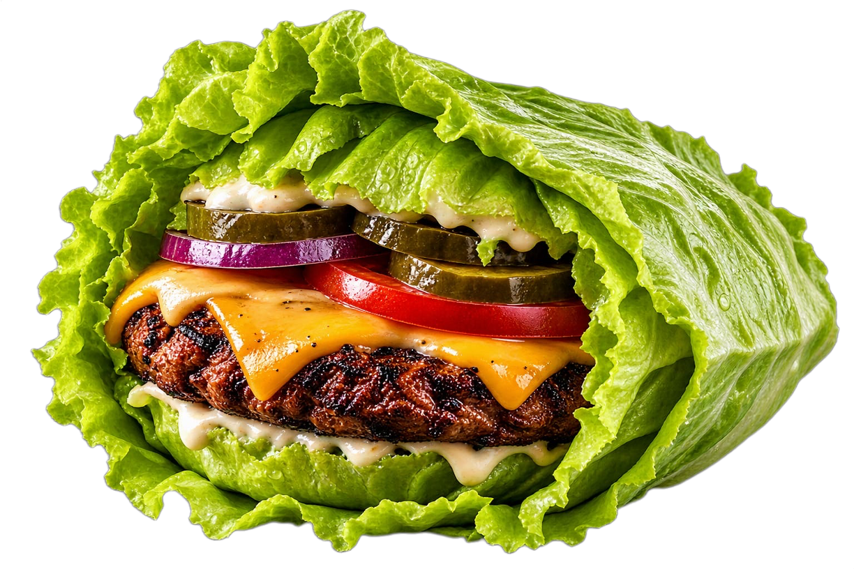 Wrap de hamburguesa en lechuga